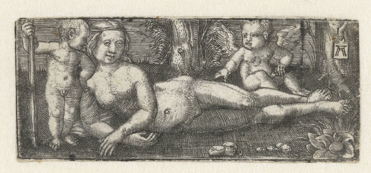 Tilbakelent Venus med to putti av Albrecht Altdorfer