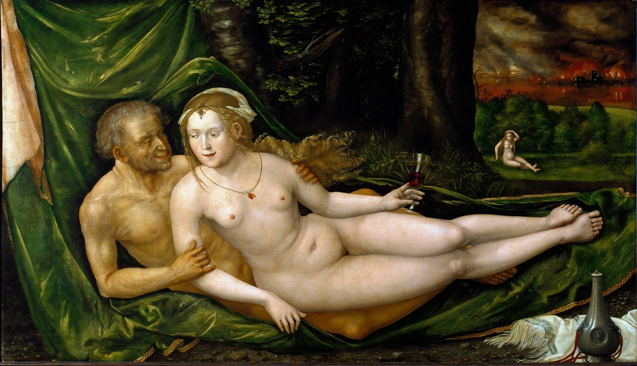 Loth og døtrene hans Maleri av Albrecht Altdorfer (ca. 1480-1538) 1537 Dim. 107,5x189 cm Wien, Kunsthistorisches Museum av Albrecht Altdorfer