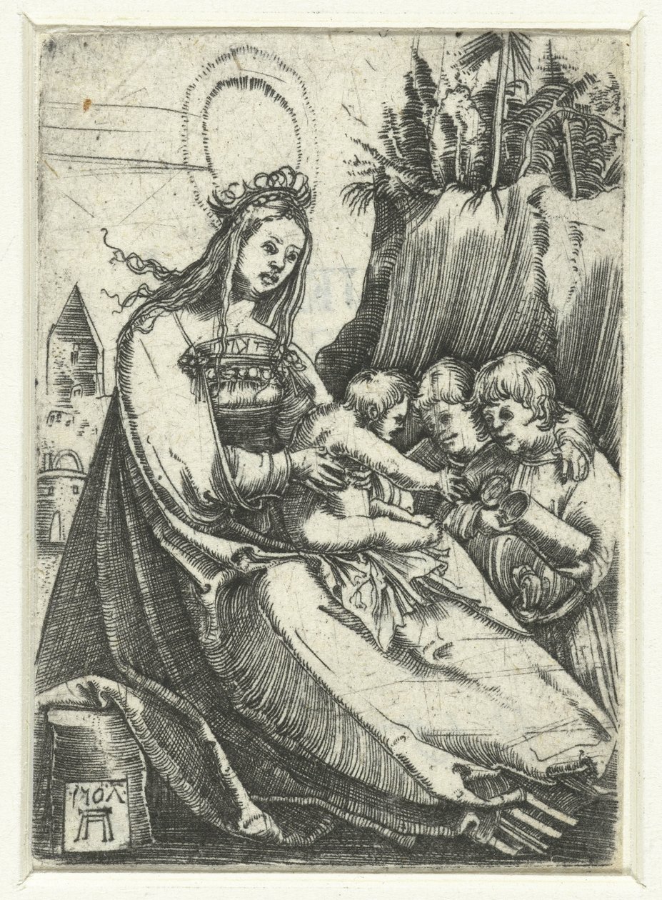 Maria med Kristusbarnet og to gutter av Albrecht Altdorfer