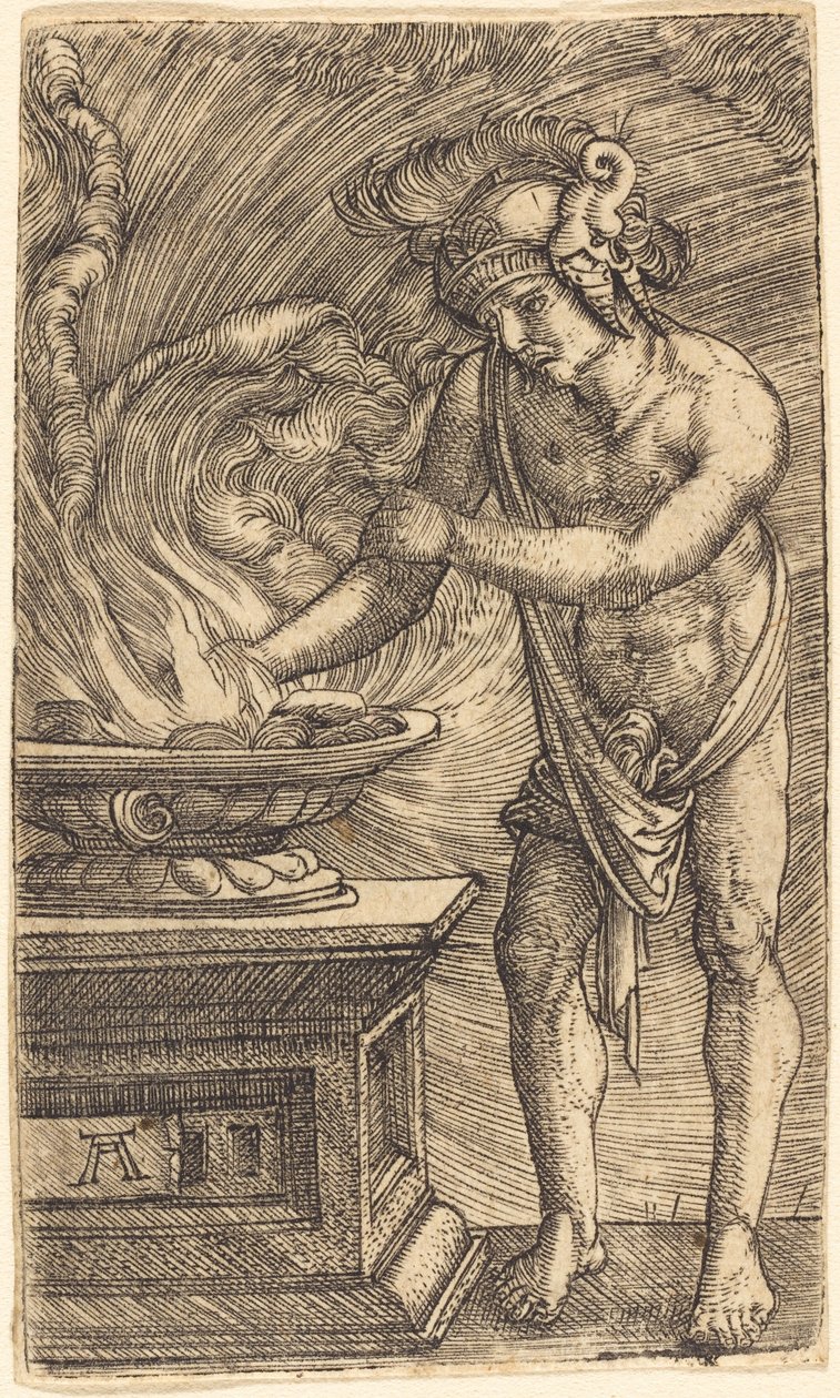 Mucius Scaevola brenner hånden sin av Albrecht Altdorfer