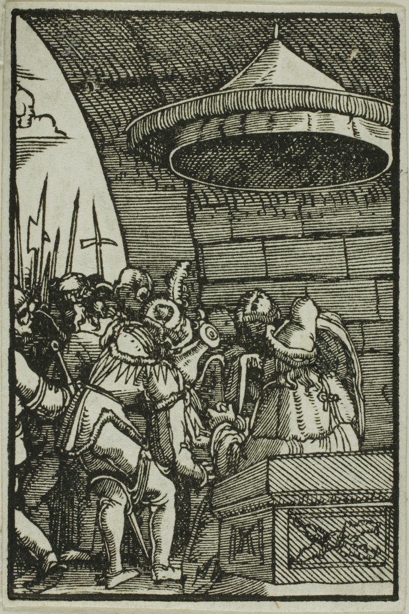 Pilatus vasker hendene, fra Menneskets syndefall og forløsning av Albrecht Altdorfer