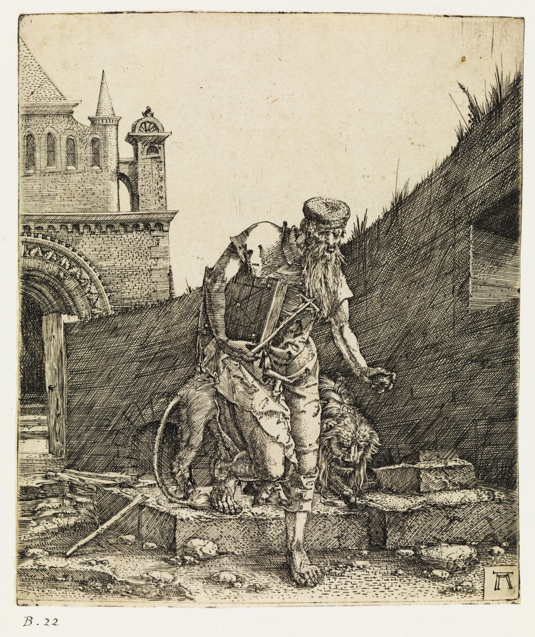 Saint Jerome Walking in a Churchyard, før 1519. av Albrecht Altdorfer