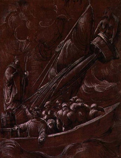 St. Nicholas av Bari irettesetter stormen av Albrecht Altdorfer