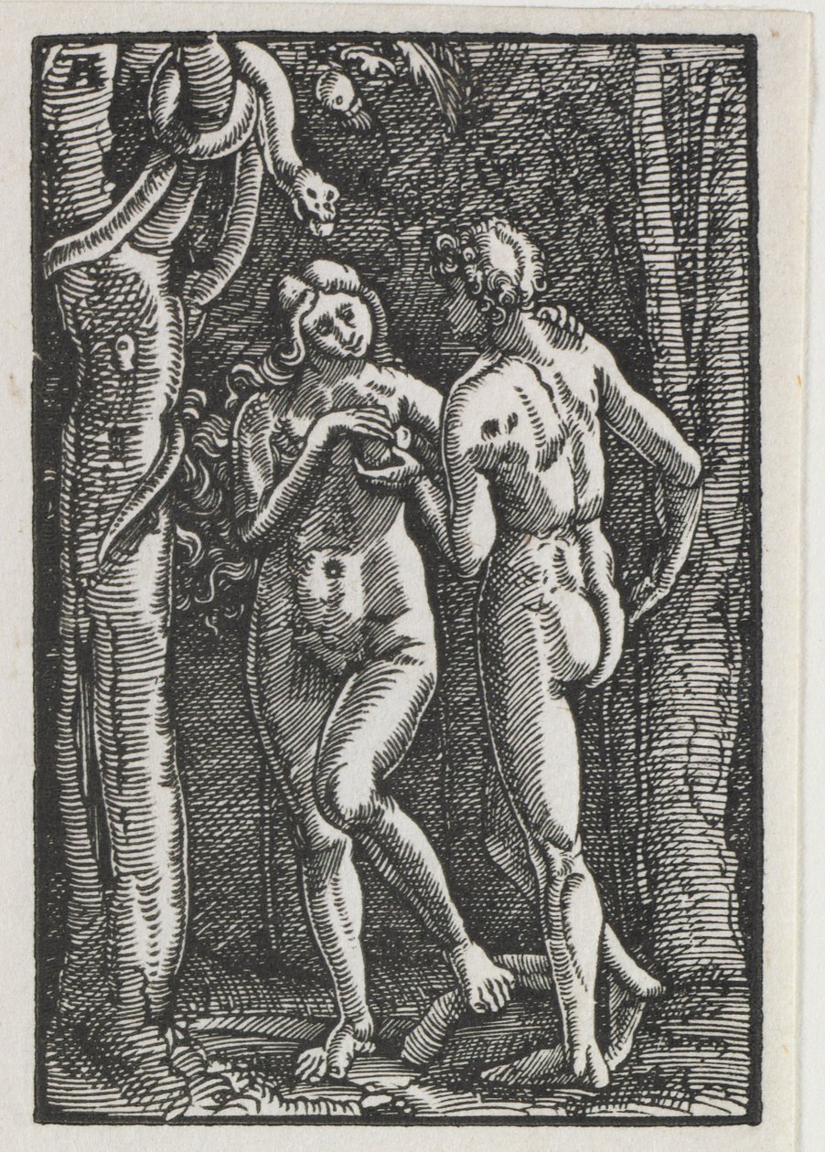 Menneskets fall og forløsning: Adam og Eva spiser den forbudte frukten av Albrecht Altdorfer