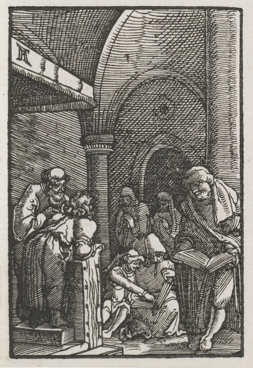 Menneskets fall og forløsning: Kristus disputerer med legene, ca. 1515. av Albrecht Altdorfer