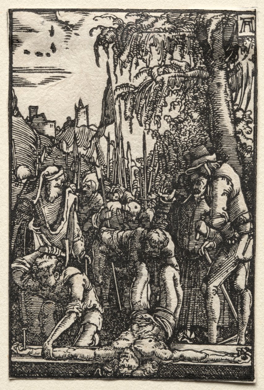 Menneskets fall og forløsning: Kristus naglet til korset, ca. 1515. av Albrecht Altdorfer