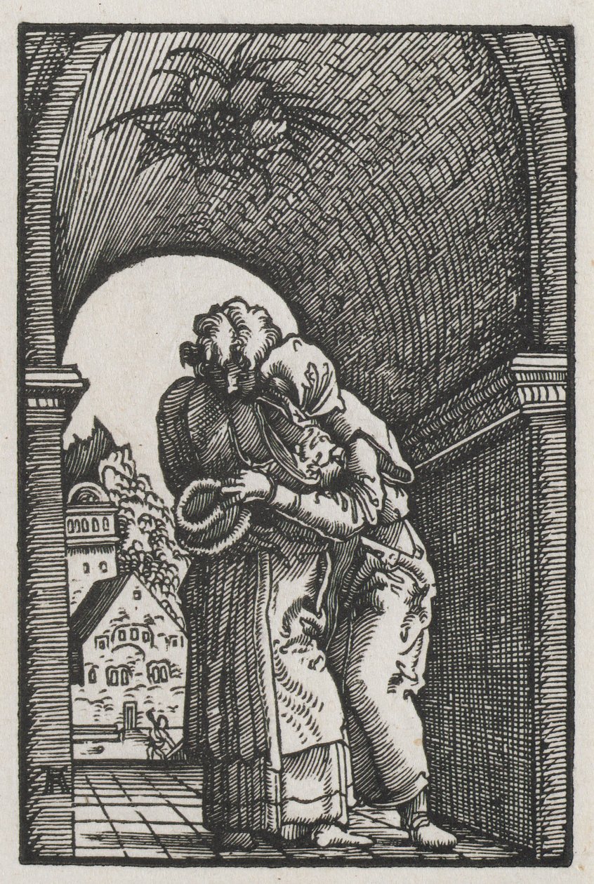 The Fall and Redemption of Man: The Embrace of Joachim and Anne at Golden Gate av Albrecht Altdorfer