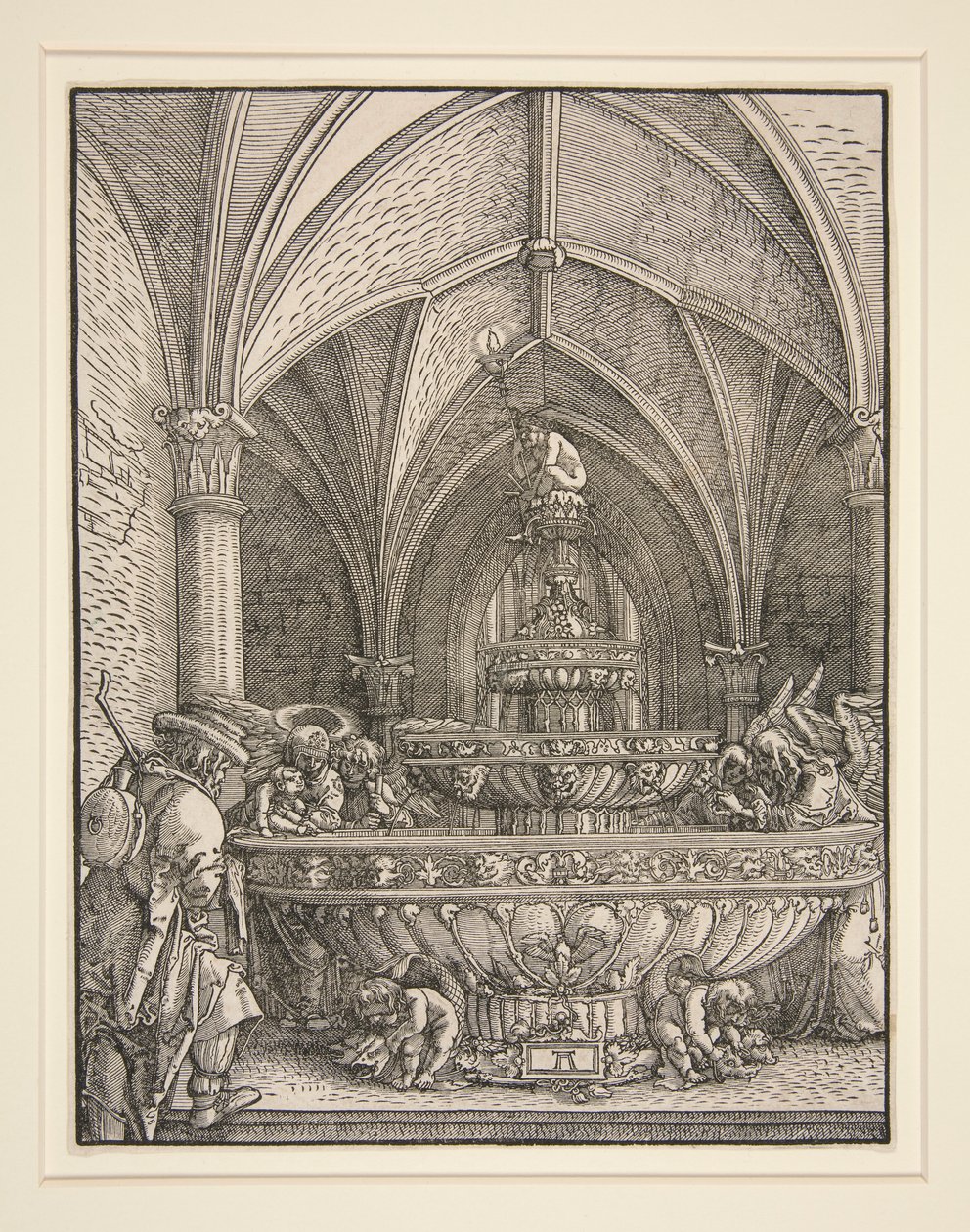 Den hellige familie på flukten til Egypt ved en fontene av Albrecht Altdorfer