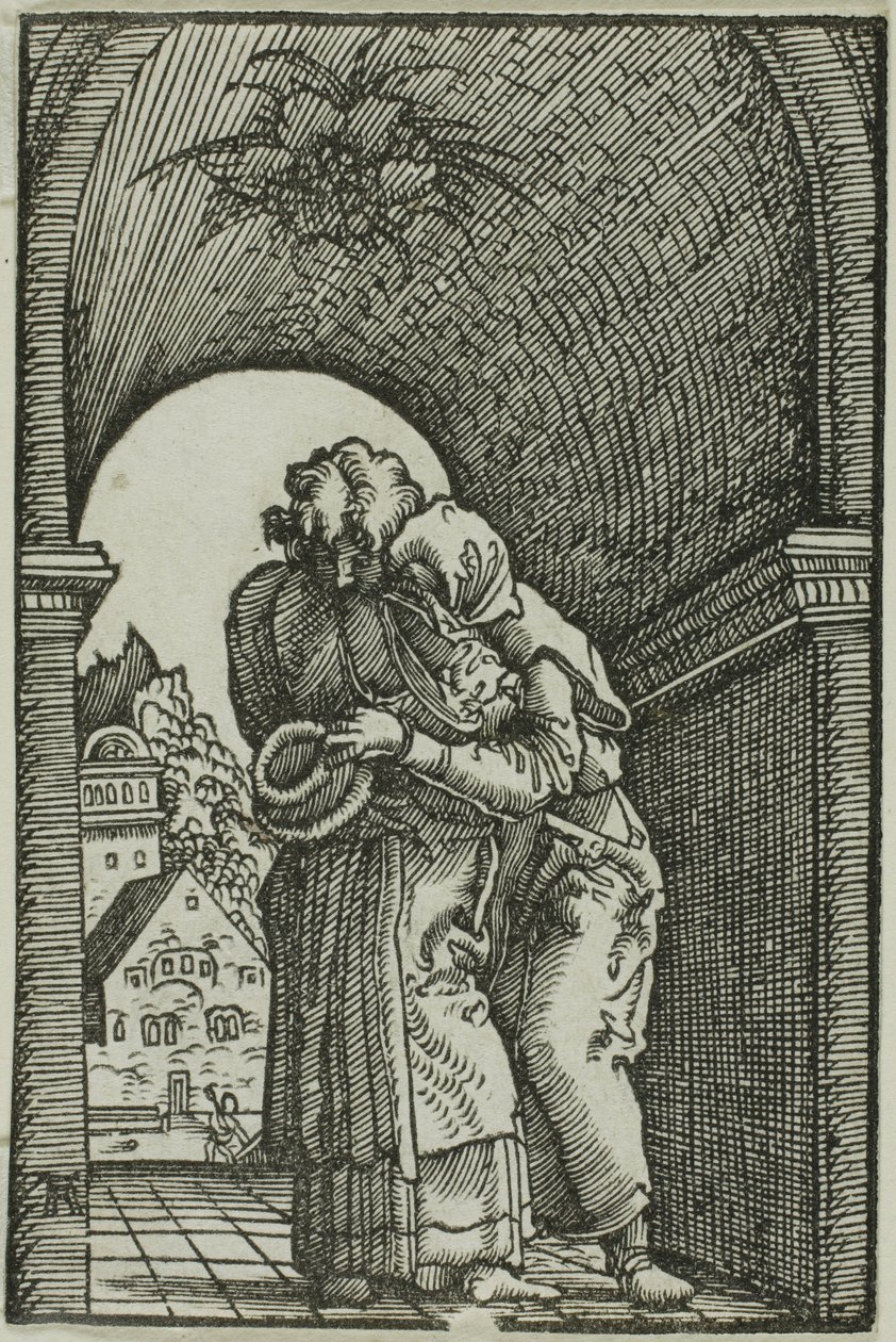 Møtet mellom Joachim og Anne, fra Menneskets syndefall og forløsning av Albrecht Altdorfer