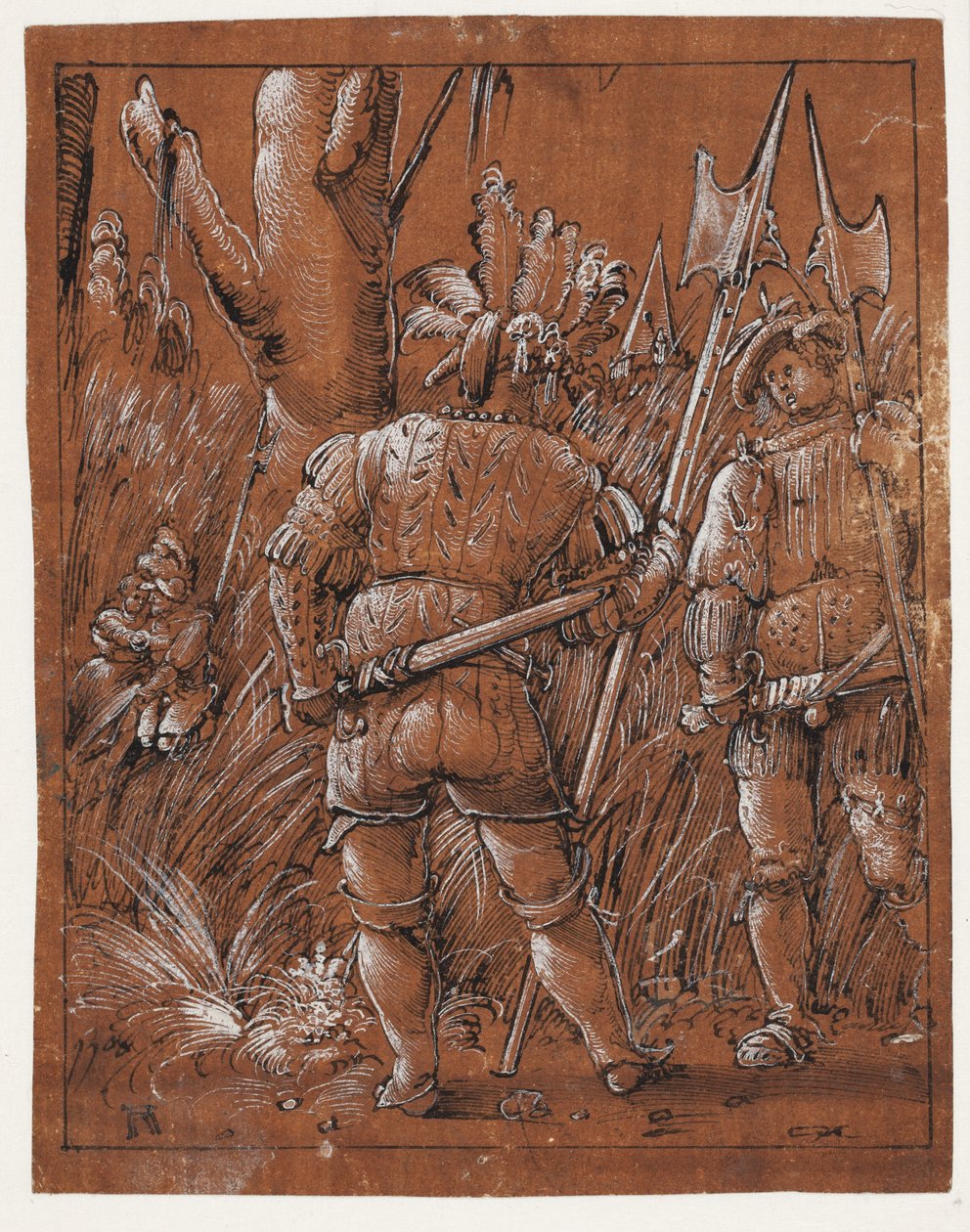 To lansquenets ser på et par elskere av Albrecht Altdorfer