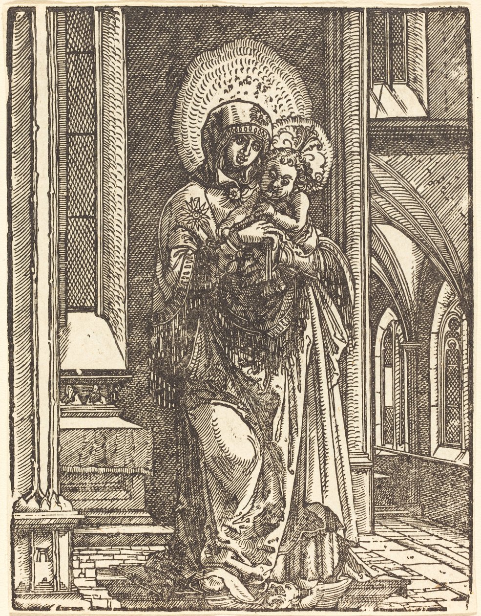 Jomfru og barn i en kirke av Albrecht Altdorfer