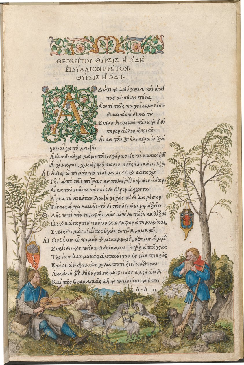 Et pastoralt landskap med gjetere som spiller en bratsj og pannerør av Albrecht Dürer