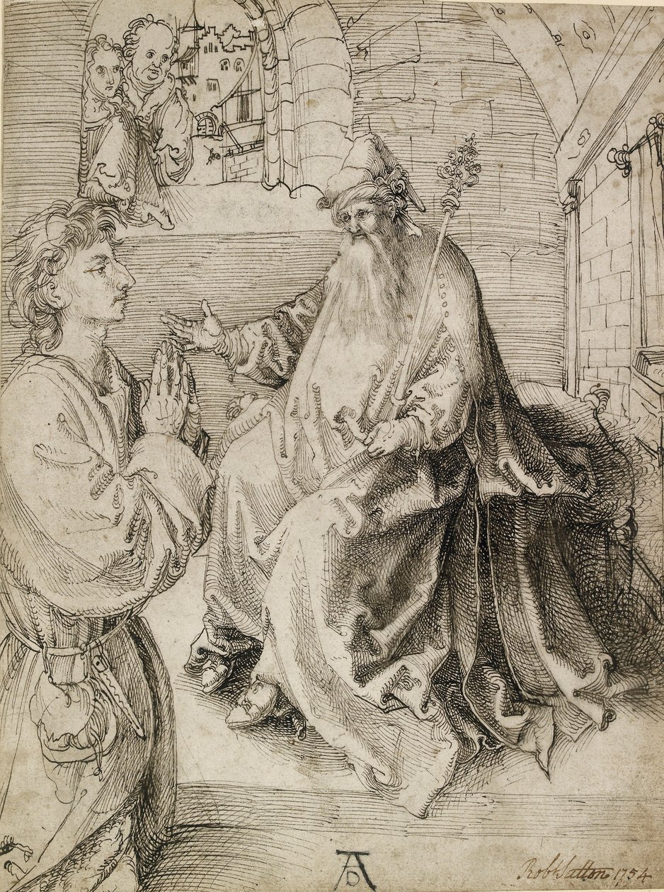En ungdom som kneler foran en potensatat, ca. 1490-tallet av Albrecht Dürer