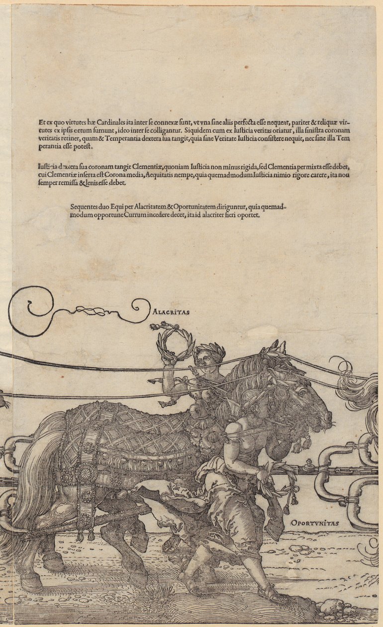 Alacritas, blad 4 fra serien «Den store triumfvognen» av Albrecht Dürer