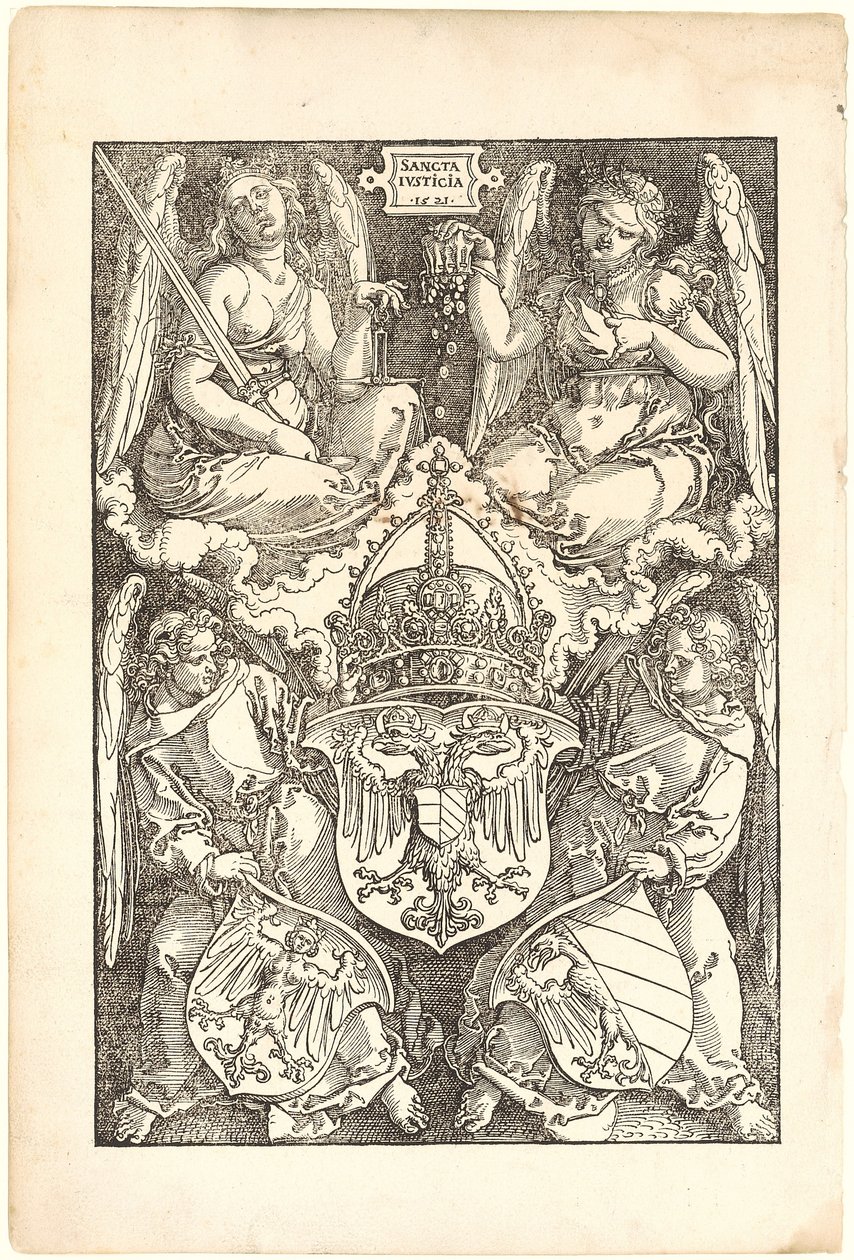 Allegori med riket og byen Nürnbergs våpenskjold av Albrecht Dürer