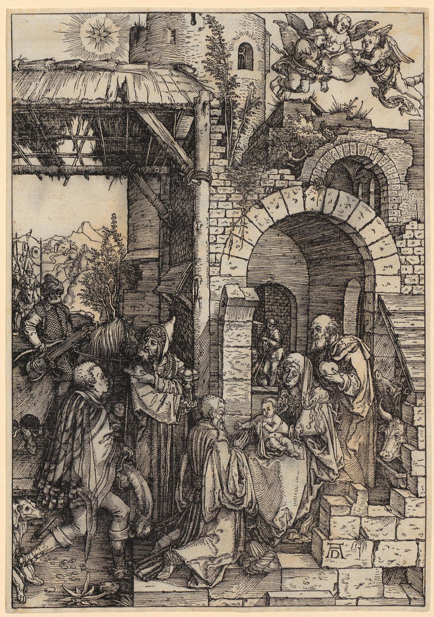 Kongenes tilbedelse, blad 12 i serien «Marias liv» av Albrecht Dürer