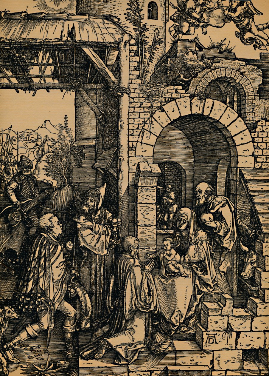 Tilbedelse av kongene, tilbedelse av kongene, 1503-1504. av Albrecht Dürer