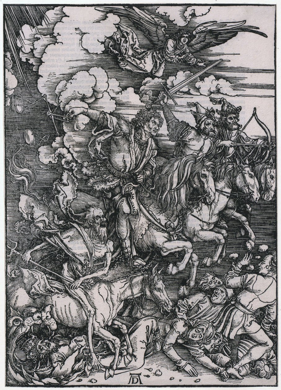 De apokalyptiske rytterne, figur III, blad 5 i serien «Apokalypsen» av Albrecht Dürer
