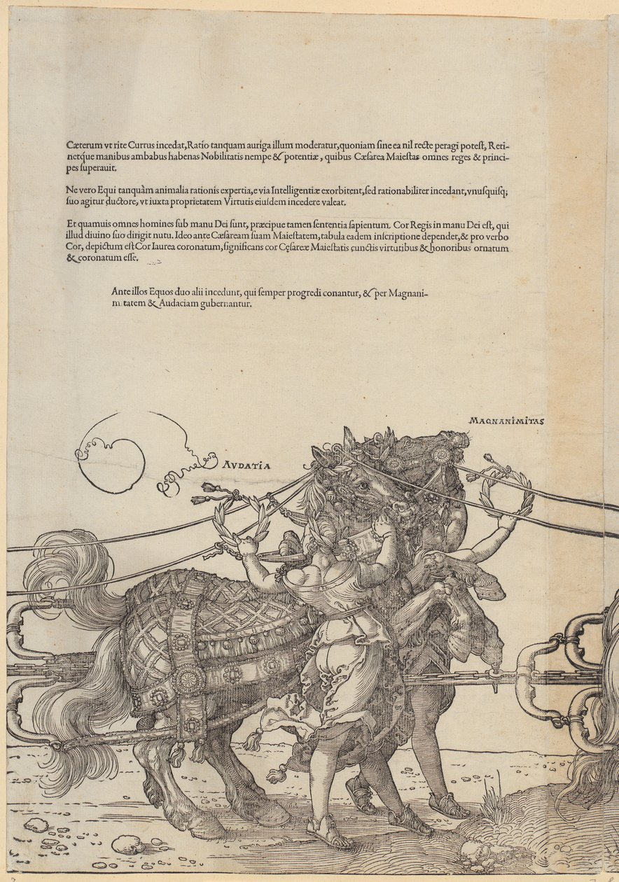 Audatia, side 7 i serien «Den store triumfvognen» av Albrecht Dürer