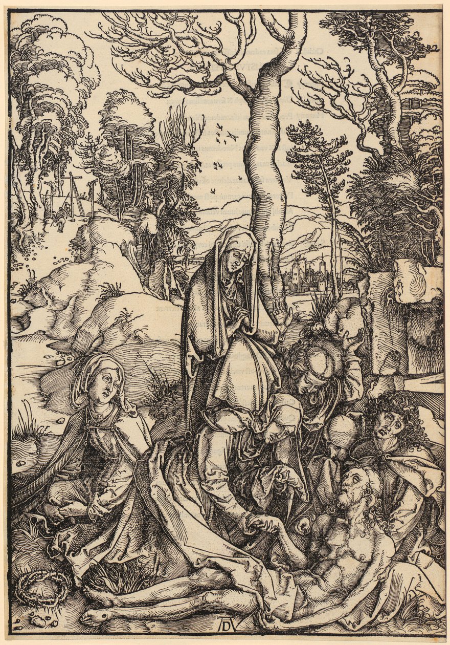 Kristi begravelse, blad 9 i serien «Den store lidelseshistorien» av Albrecht Dürer