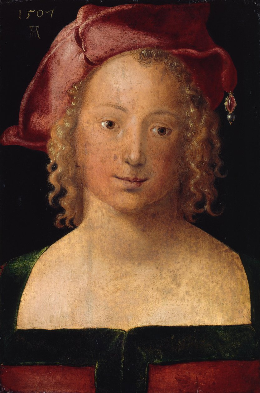 Portrett av en jente med rød beret av Albrecht Dürer