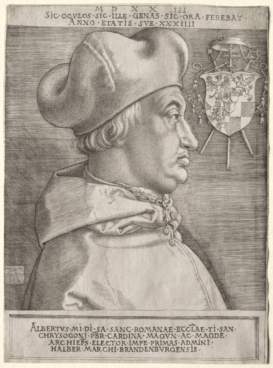 Kardinal Albrecht av Brandenburg - Den store platen, 1523. av Albrecht Dürer