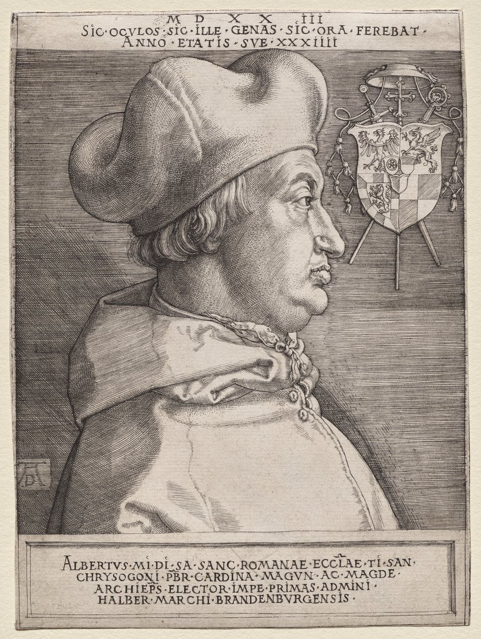 Kardinal Albrecht av Brandenburg - den store platen av Albrecht Dürer