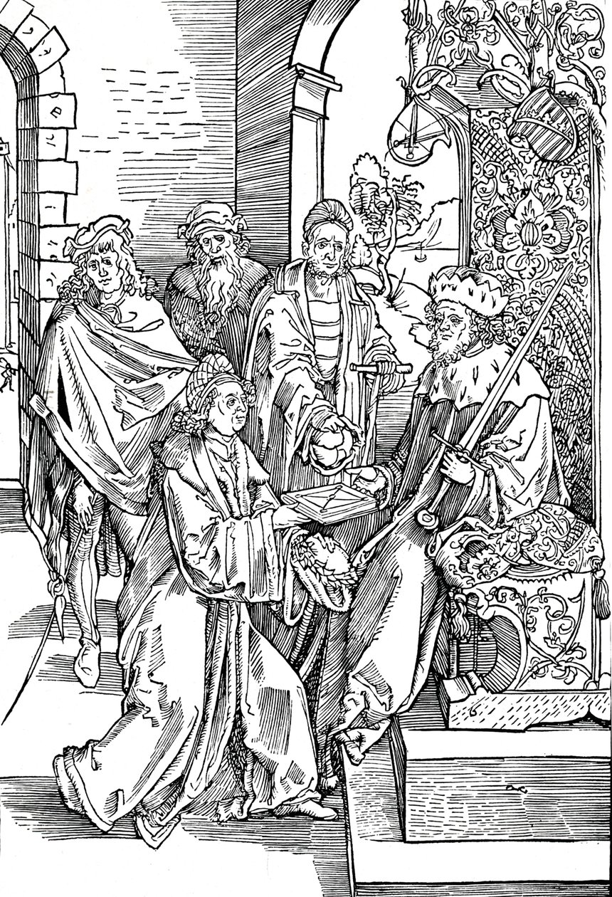 Celtes presenterer sin bok til kurfyrsten av Sachsen, 1501 1906 av Albrecht Dürer
