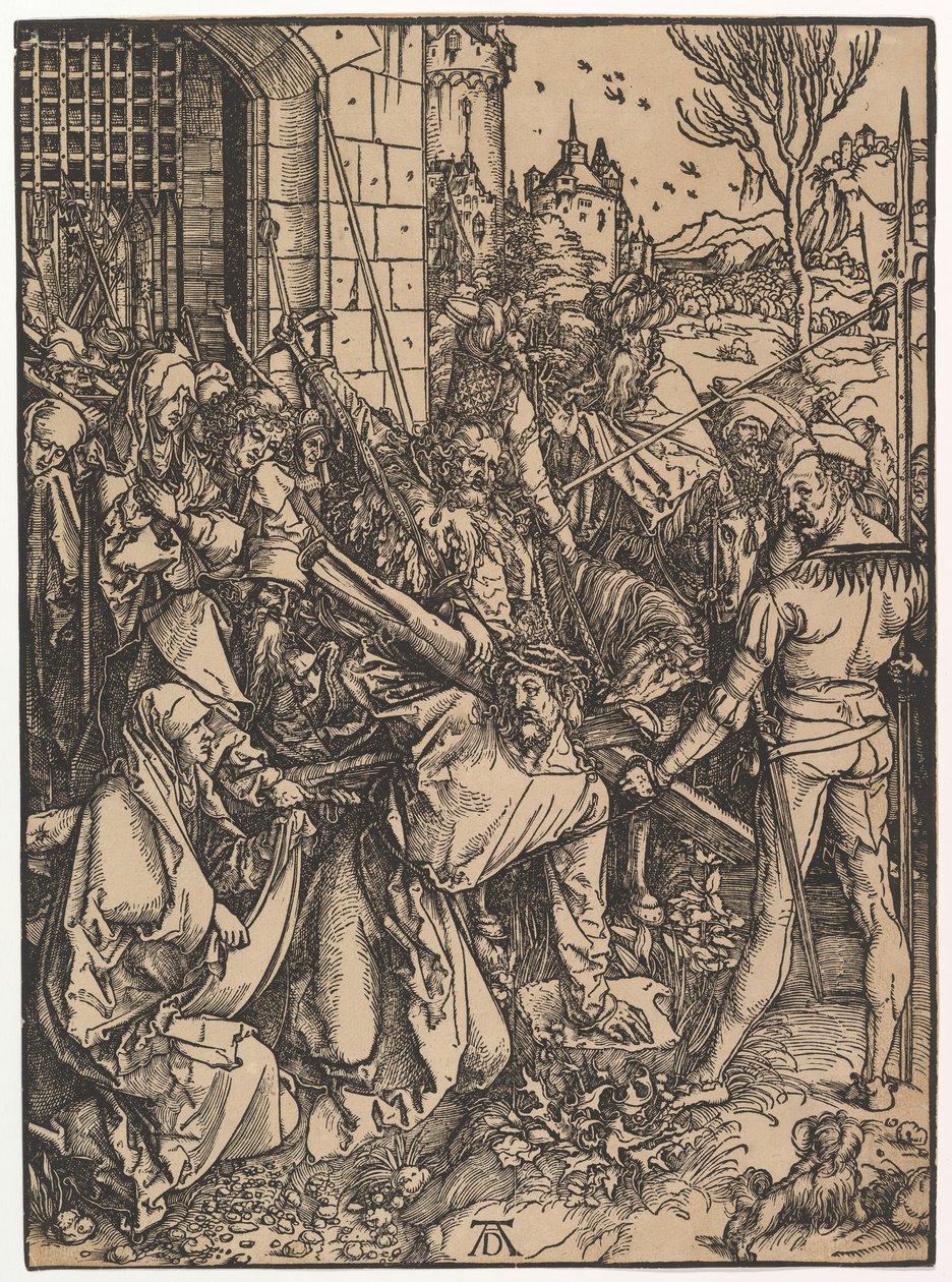 Kristus bærer korset, fra The Large Passion, ca. 1498. av Albrecht Dürer