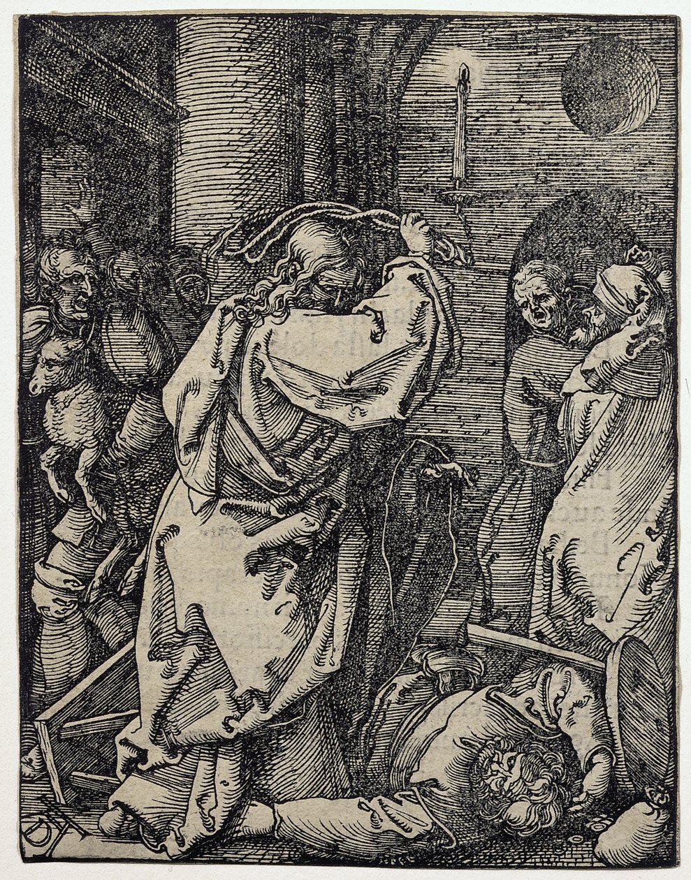 Kristus som driver pengevekslerne fra tempelet, nei. 7 fra serien "The Small Passion" av Albrecht Dürer