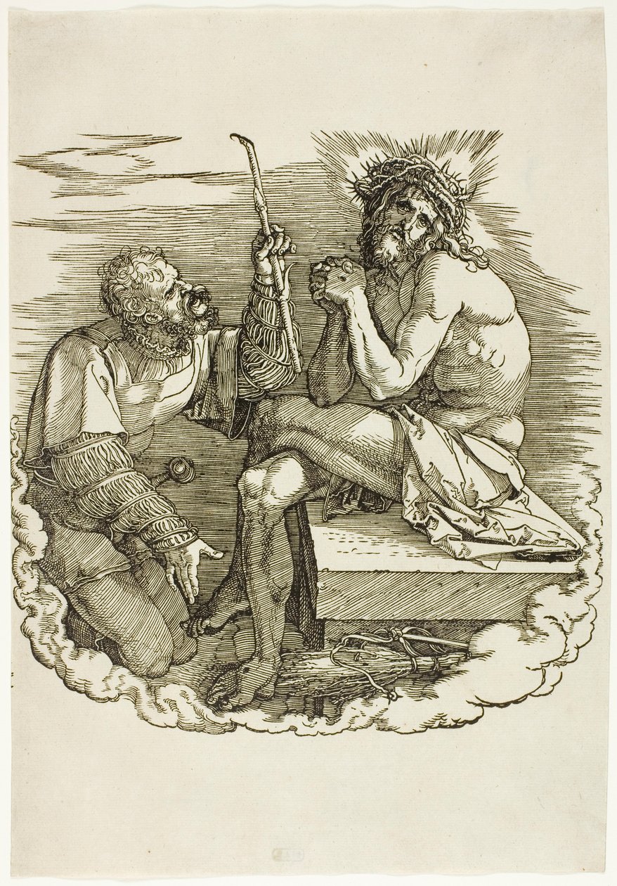 Kristus, sorgens mann, hånet av en soldat, frontispice fra The Large Passion av Albrecht Dürer