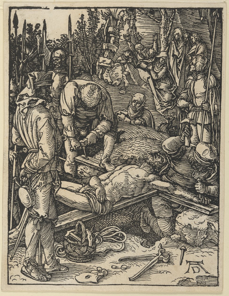 Kristus naglet til korset, fra Den lille pasjonen av Albrecht Dürer