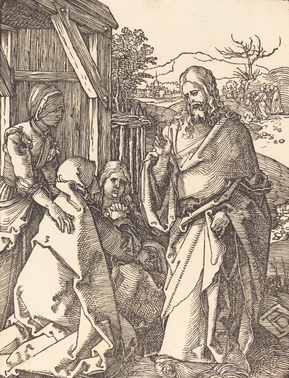 Kristus tar permisjon fra sin mor, sannsynligvis ca. 15091510. av Albrecht Dürer