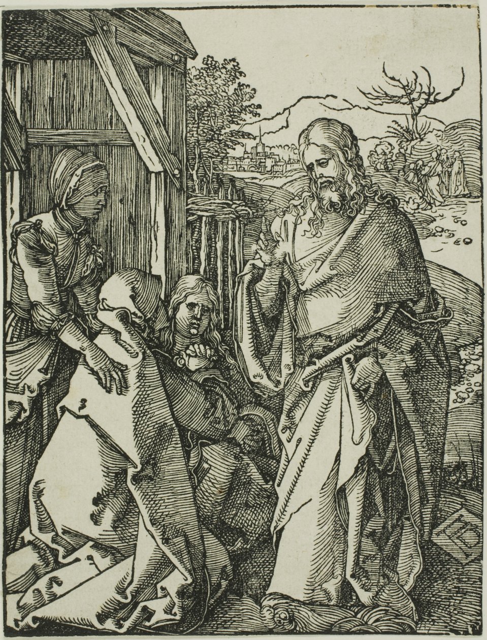 Kristus tar avskjed med sin mor, fra The Small Woodcut Passion av Albrecht Dürer