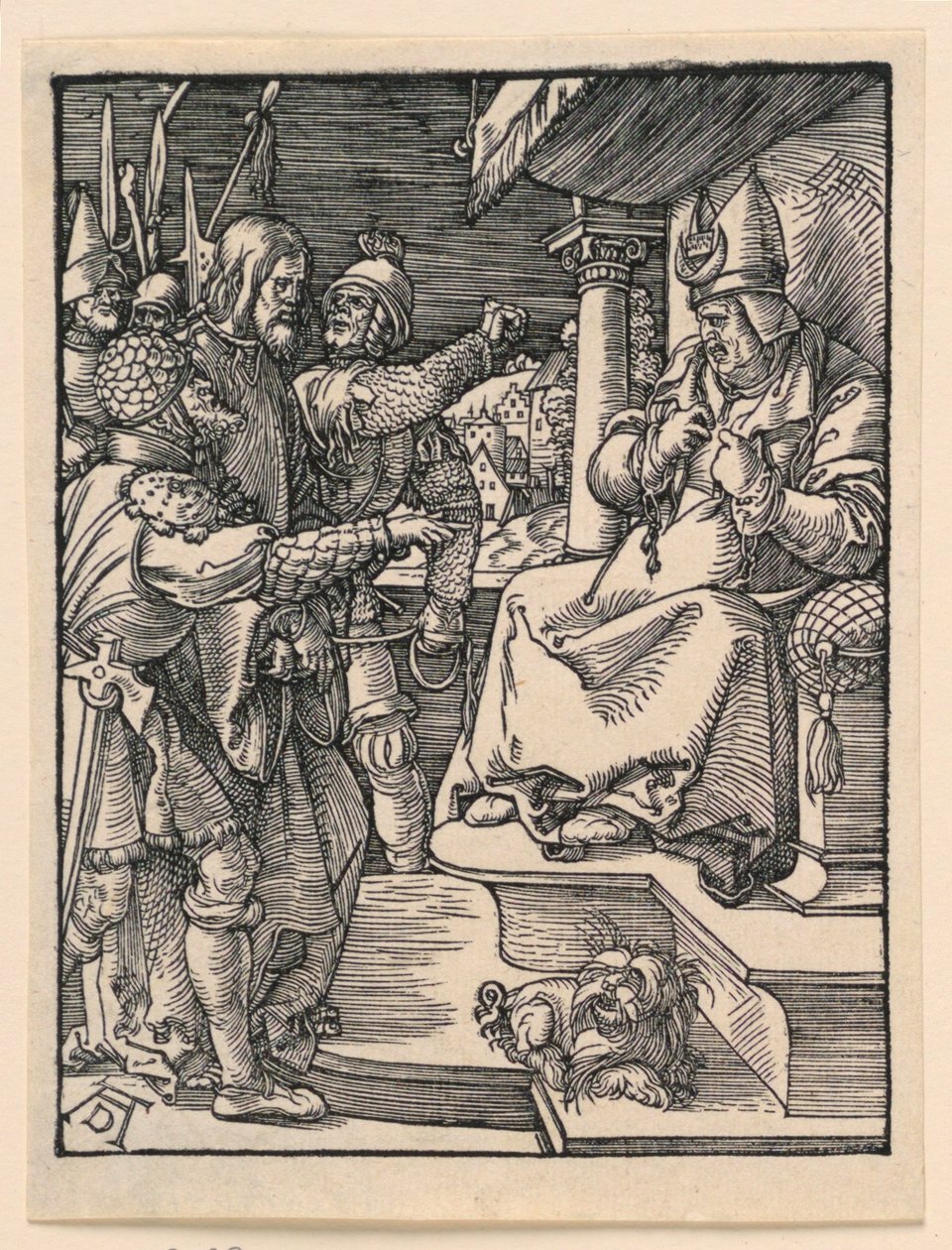 Kristus før Kaifas, fra The Little Passion-serien av Albrecht Dürer