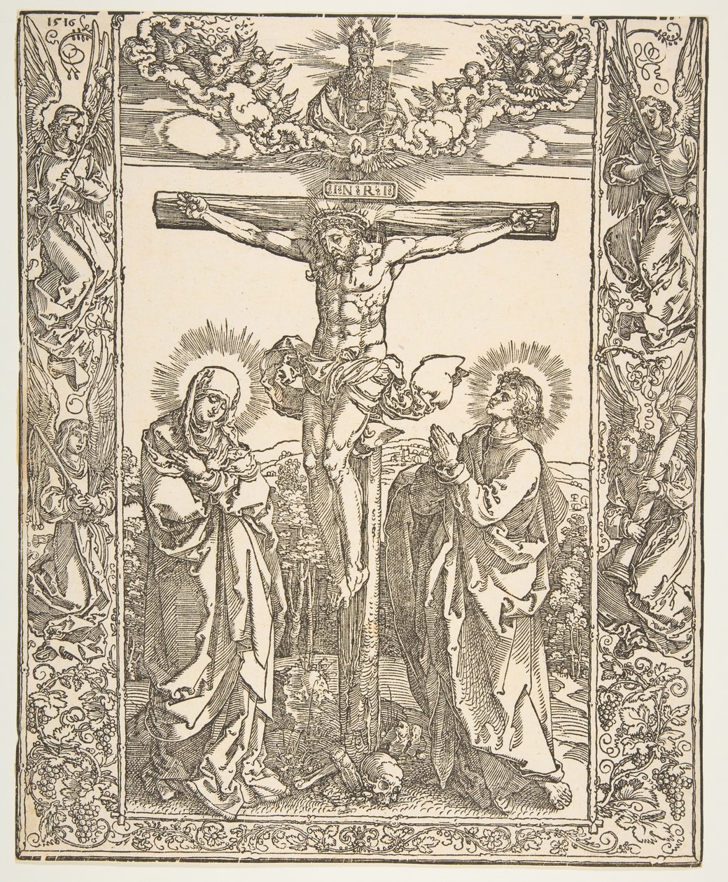Kristus på korset mellom jomfruen og den hellige Johannes, 1516. av Albrecht Dürer