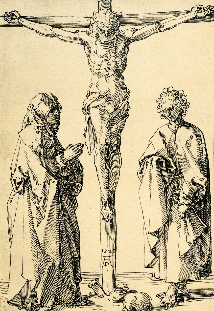 Kristus på korset med Maria og Johannes av Albrecht Dürer