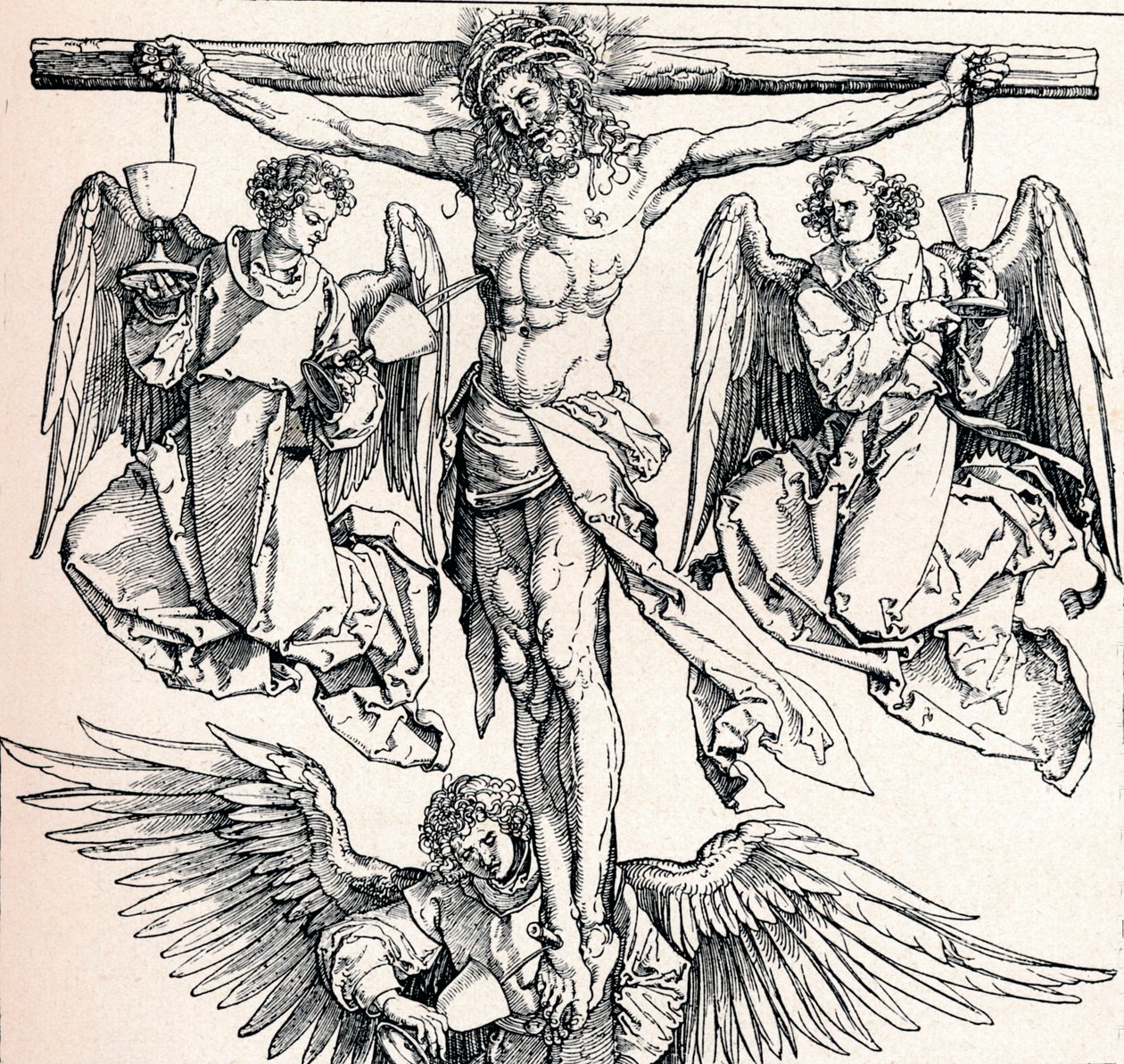 Kristus på korset med tre engler, 1523-1525 1906 av Albrecht Dürer