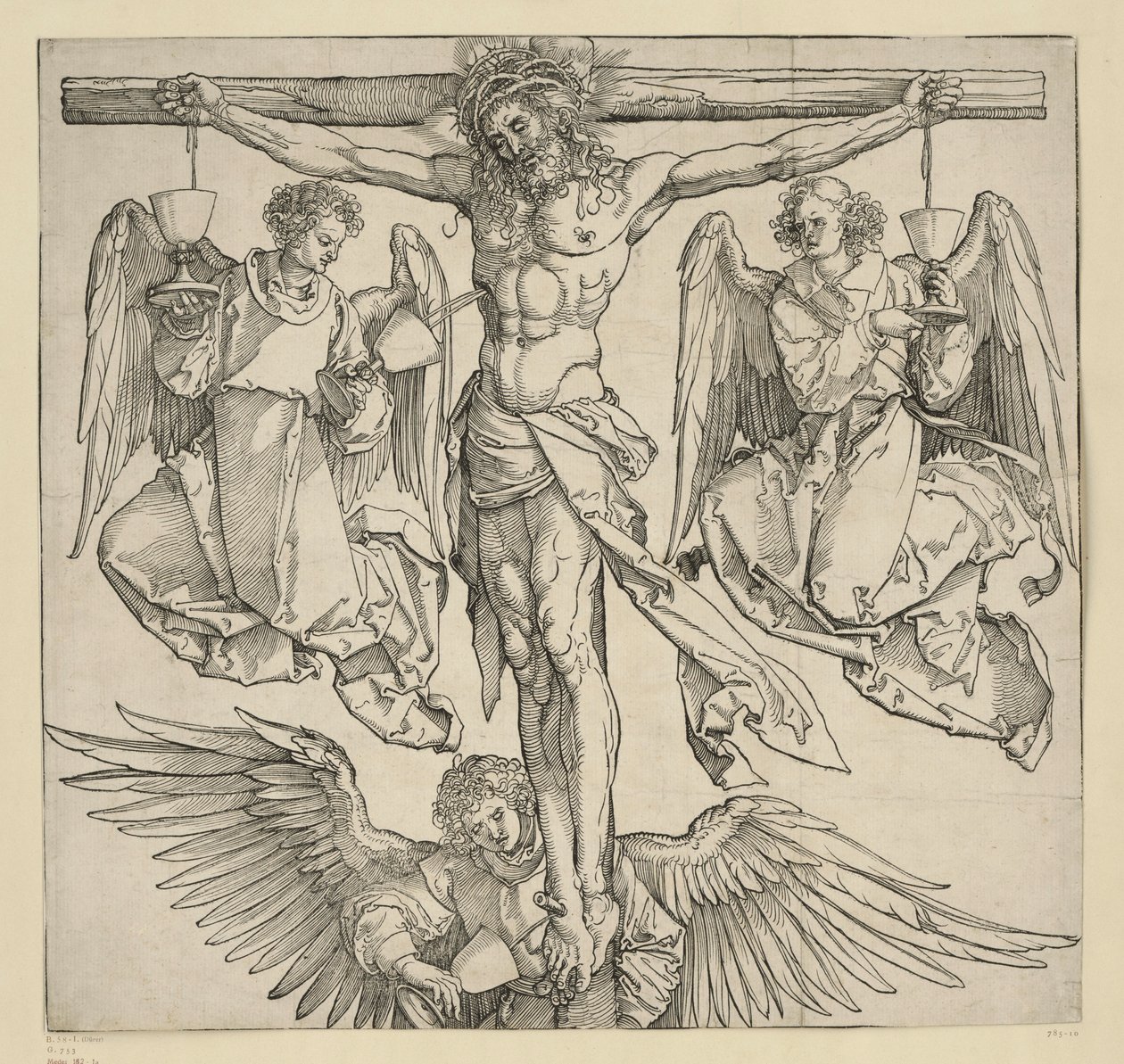 Kristus på korset med tre engler av Albrecht Dürer