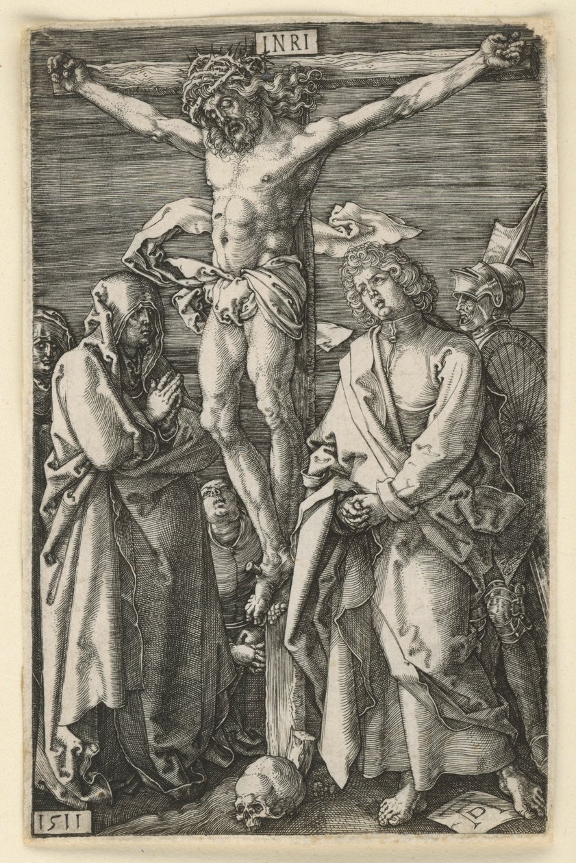 Kristus på korset mellom Maria og Johannes (Gravert pasjon) av Albrecht Dürer
