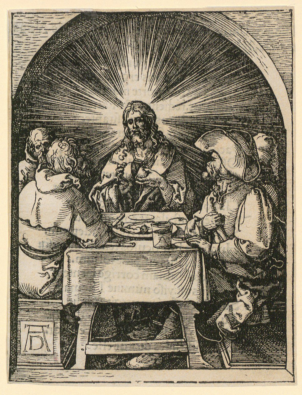 Kristus i Emmaus, blad 33 fra serien «Den lille tresnittpasjonen» av Albrecht Dürer