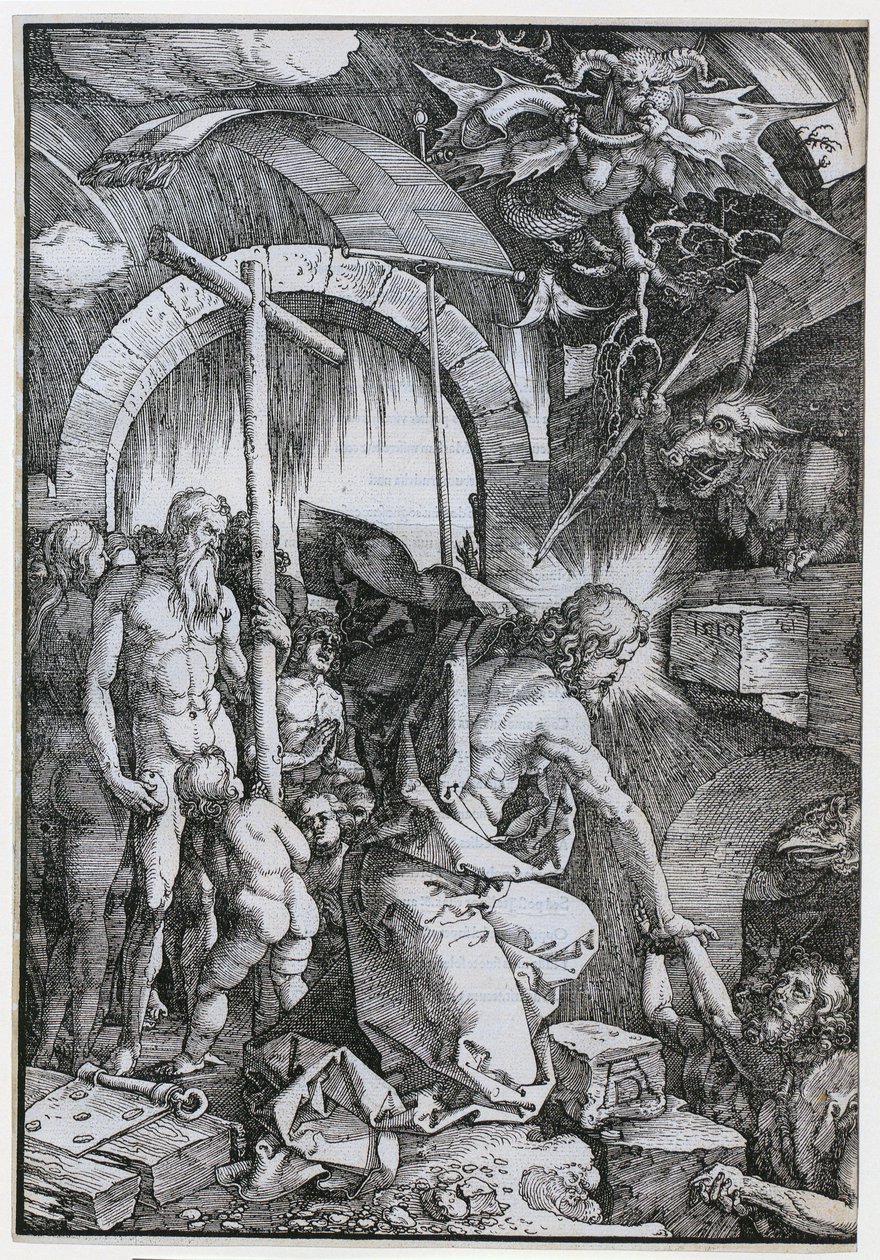 Kristus i forhelvetet, blad 11 i serien «Den store lidelseshistorien» av Albrecht Dürer