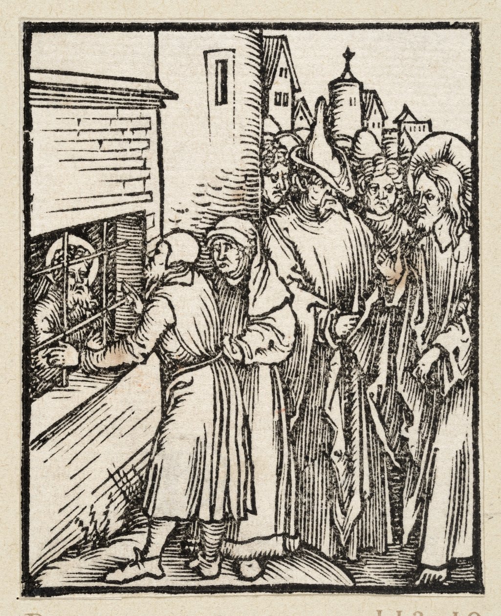 Kristus sender disiplene til Johannes i fengselet (43 religiøse temaer) av Albrecht Dürer