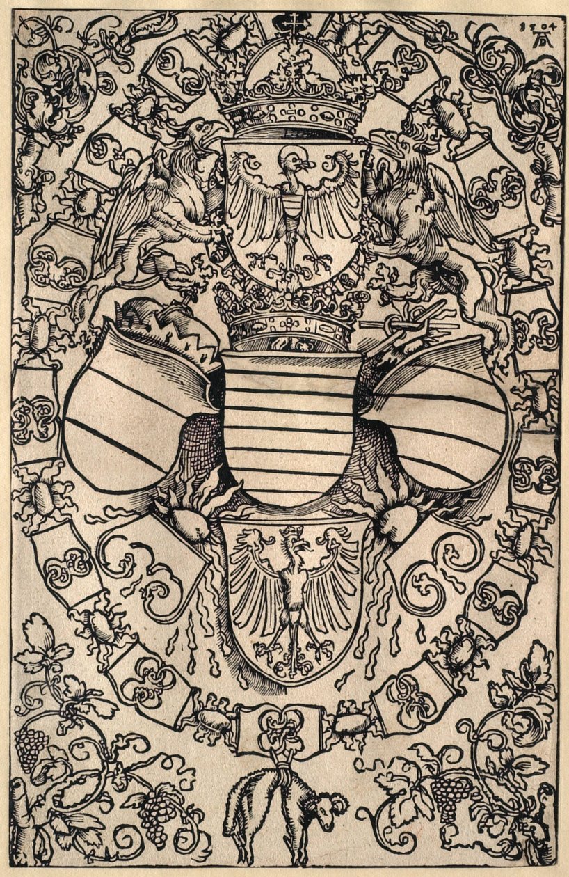 Maximilians våpenskjold som romernes konge av Albrecht Dürer