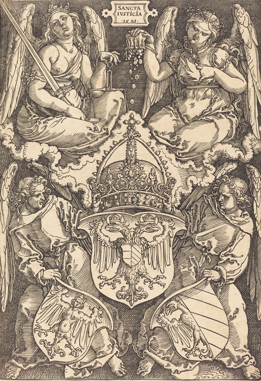 Våpenskjold fra det tyske riket og Nürnberg by, 1521. av Albrecht Dürer