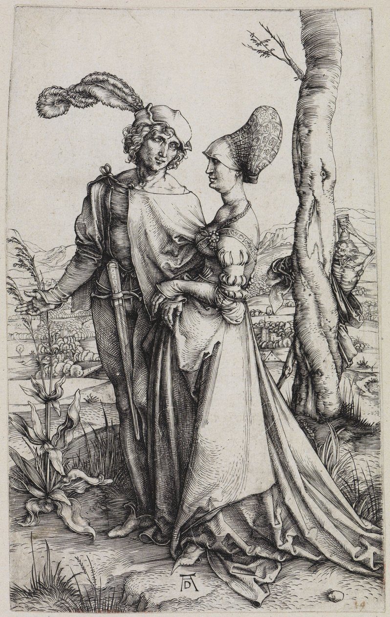 Kjæresteparet og døden (Spaserturen) av Albrecht Dürer