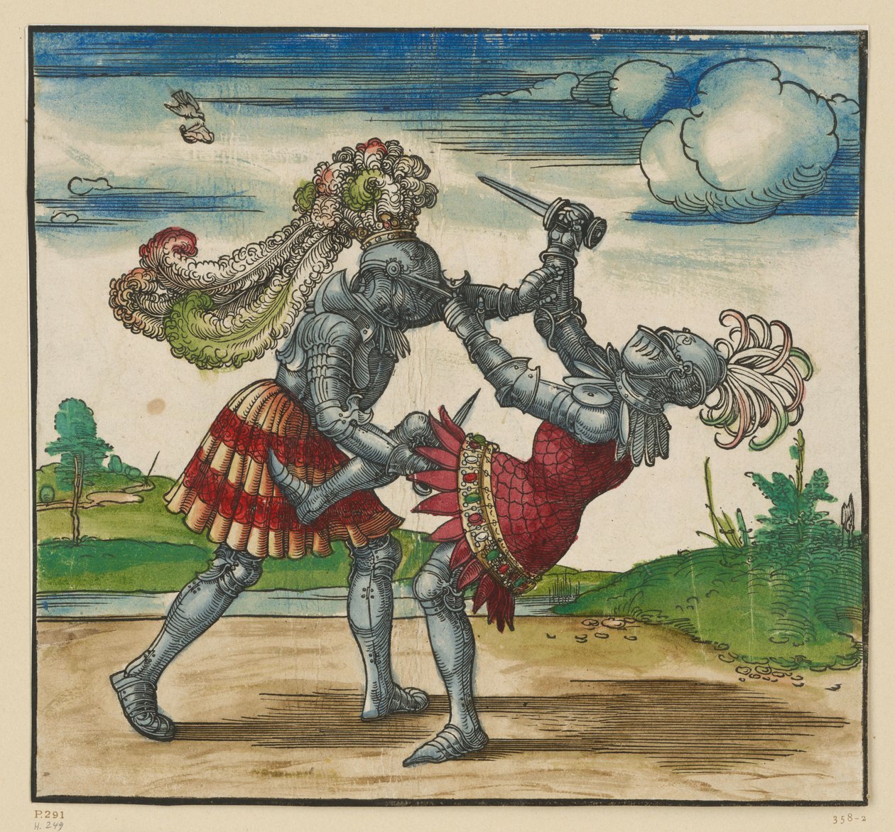 Duellen til fots (Freydal-tresnitt) av Albrecht Dürer