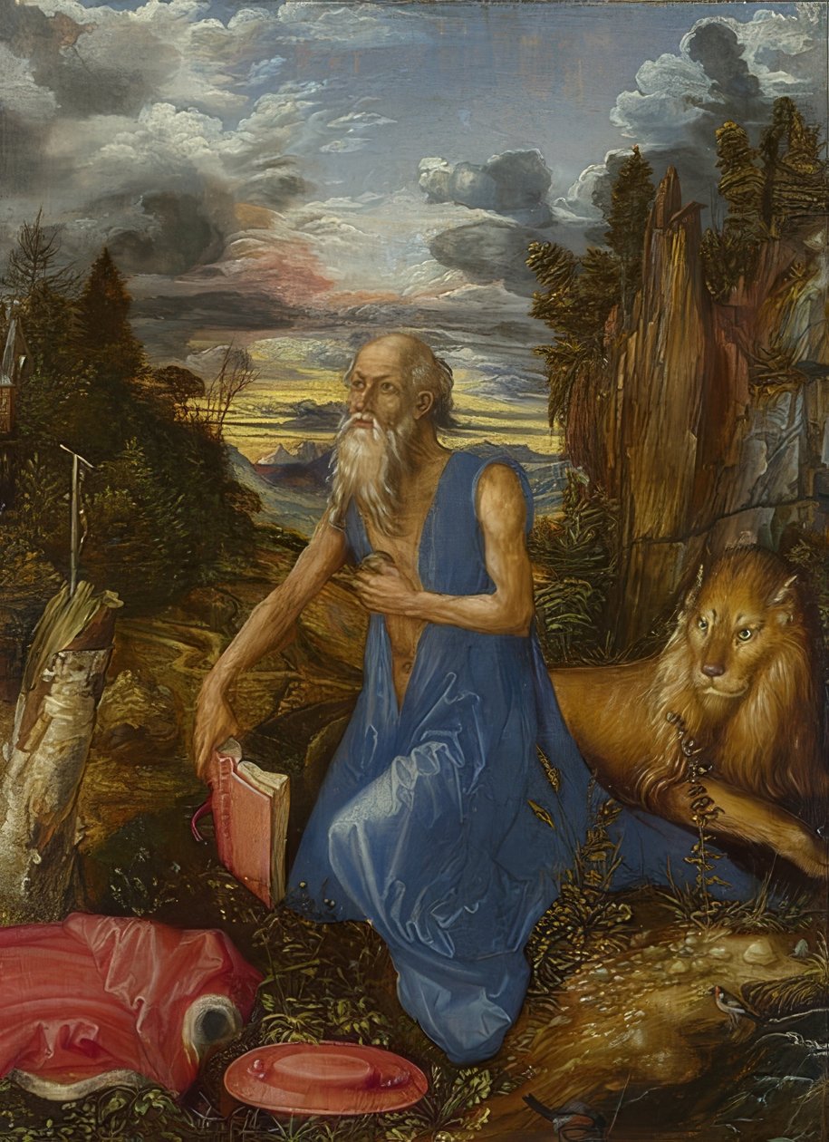 Den hellige Jerome. Rundt 1496 av Albrecht Dürer
