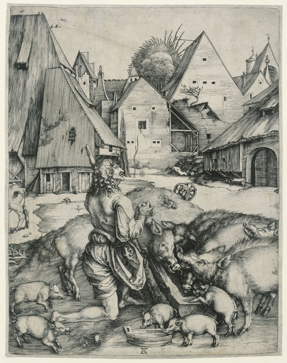 Den fortapte sønn vokter svinene av Albrecht Dürer