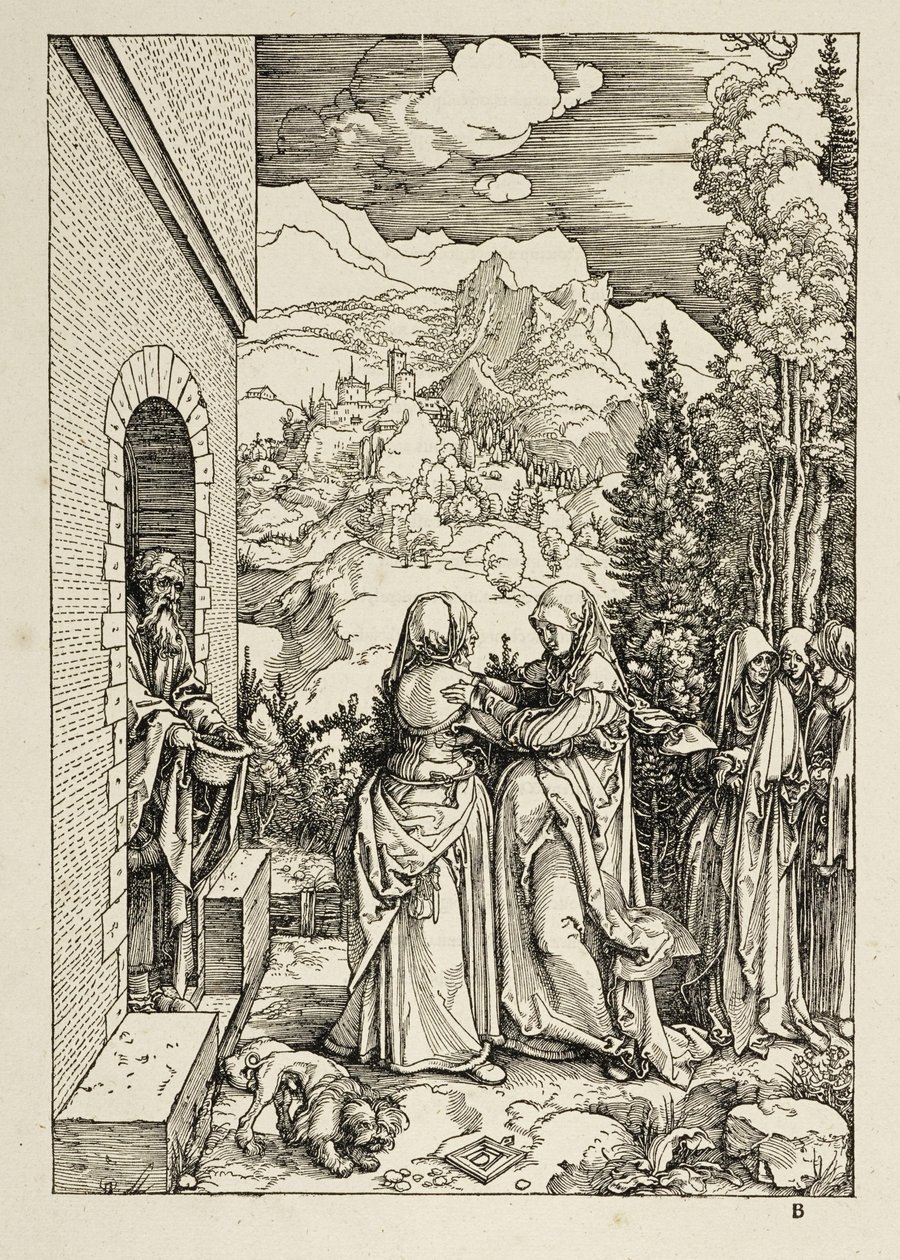 Marias besøk hos Elisabet (Jomfru Marias liv) av Albrecht Dürer